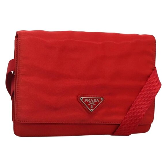 PRADA Shoulder Bag Nylon Red Auth 137444 - Picture 1 of 16